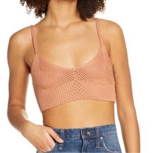 Free People Peach Knit Crop Top